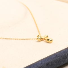 T Shape Yellow Gold Pendant. Tiffany Bubble T Shape Pendant Necklace Signed