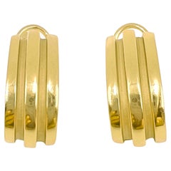 Tiffany 18k Yellow Gold Ribbed Hoop Earrings