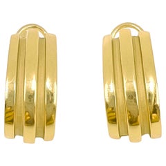 Tiffany 18k Gelbgold gerippte Reifenohrringe