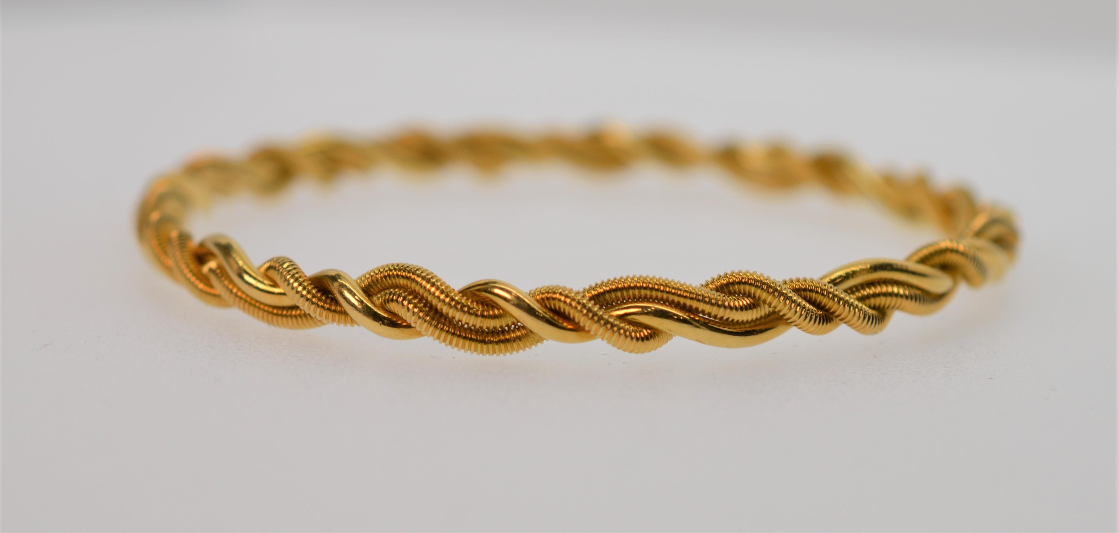 Modern Tiffany 18K Yellow Gold Rope Bangle Bracelet