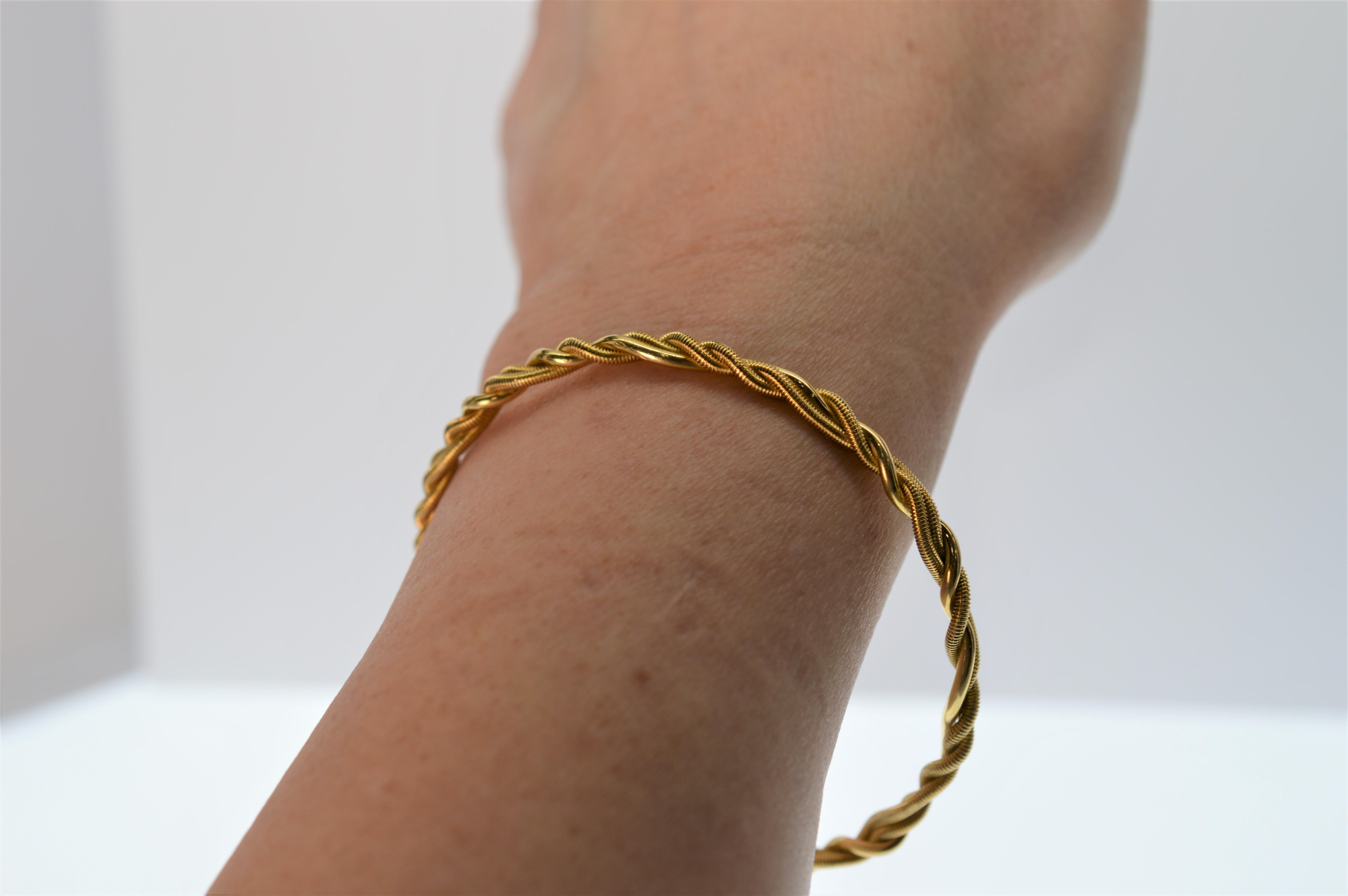 Women's Tiffany 18K Yellow Gold Rope Bangle Bracelet