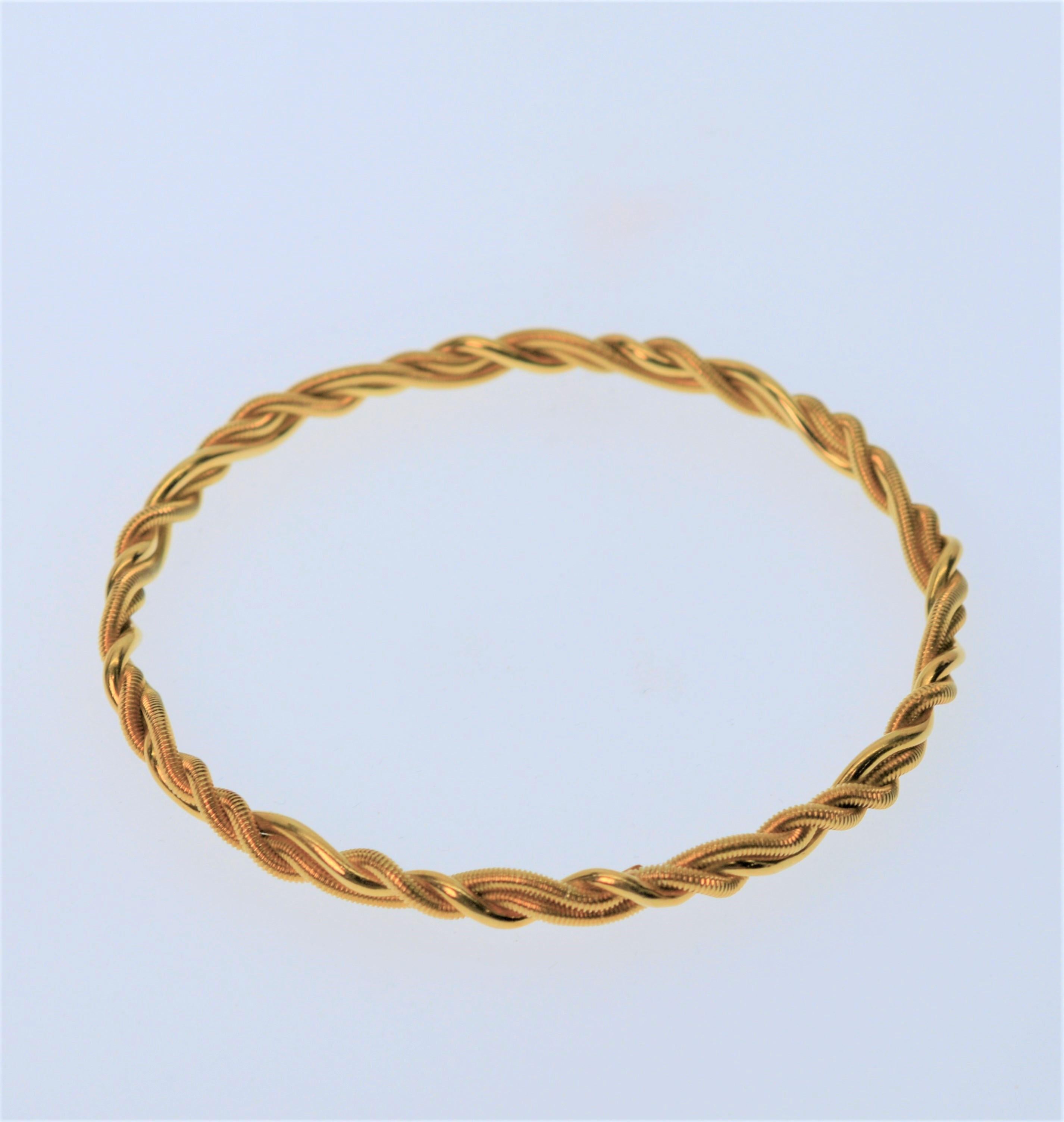 Tiffany 18K Yellow Gold Rope Bangle Bracelet 1