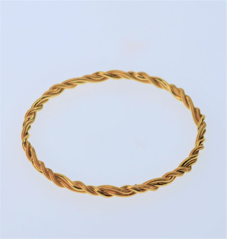 Tiffany 18K Yellow Gold Rope Bangle Bracelet at 1stDibs