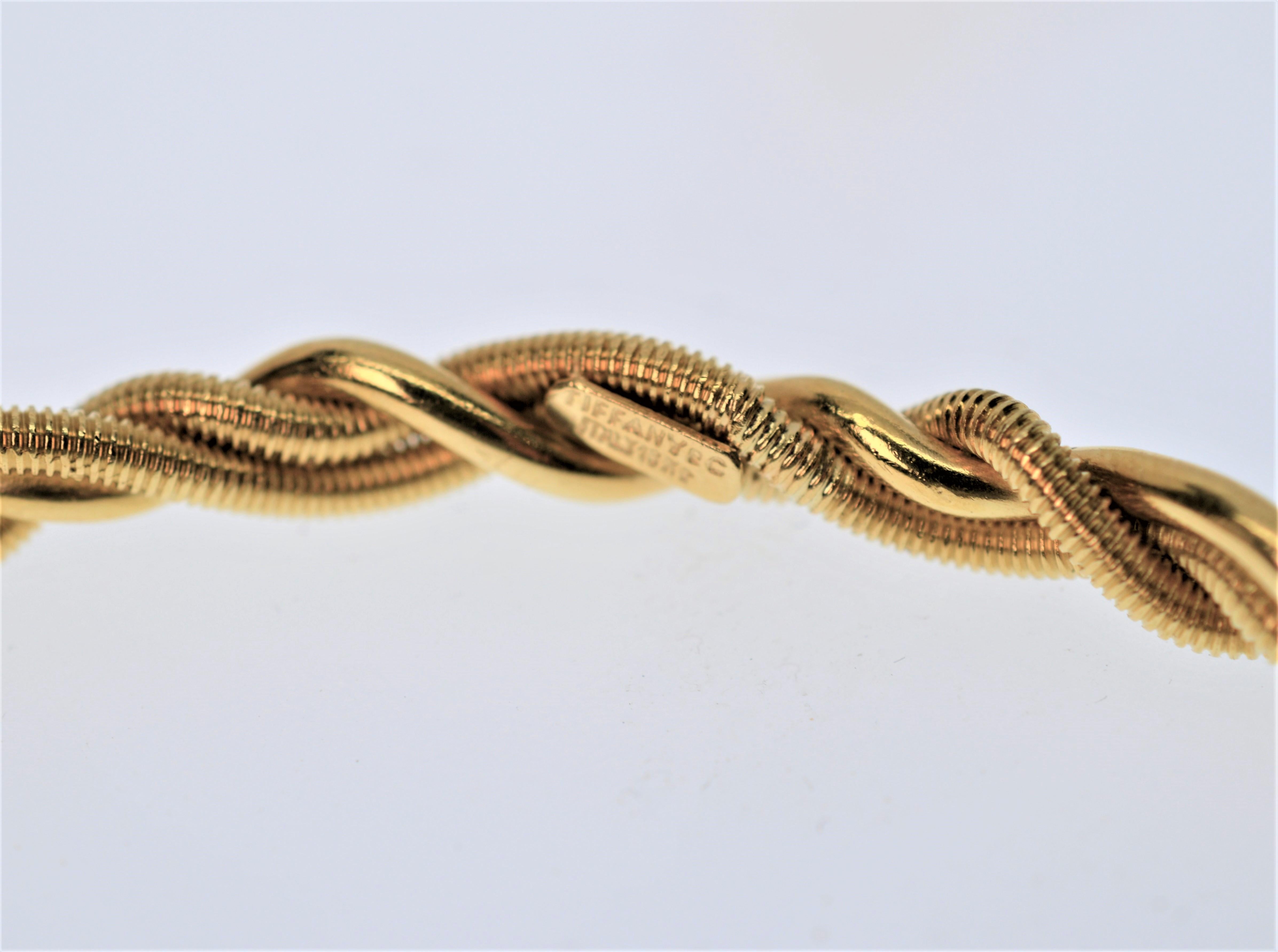 Tiffany 18K Yellow Gold Rope Bangle Bracelet 2