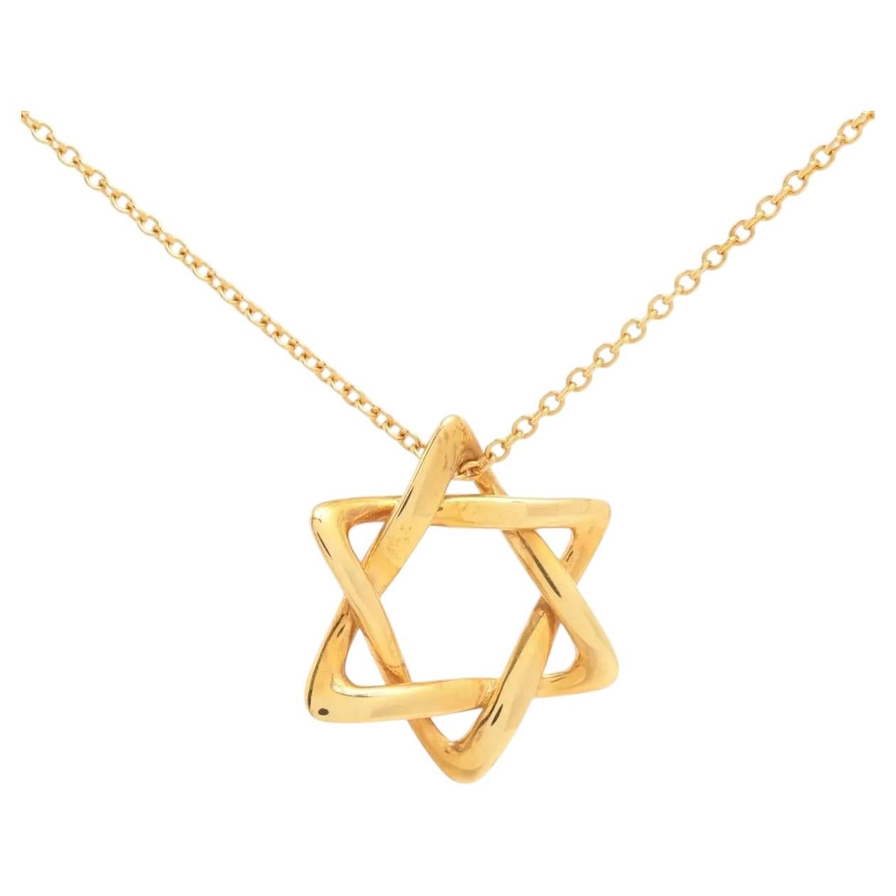 Collar de Tiffany con la Estrella de David en oro amarillo de 18 quilates