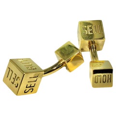 Vintage Tiffany 18K Yellow Gold Stock Broker's Cuff links, Buy, Sell, Hold