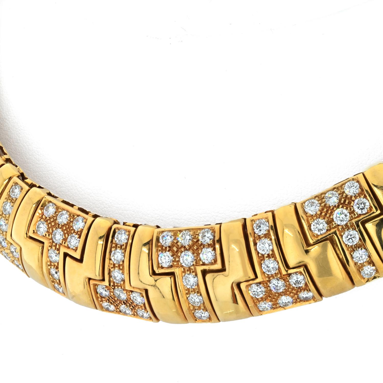 Modern Tiffany 18K Yellow Gold T True Diamond Choker Collar Necklace