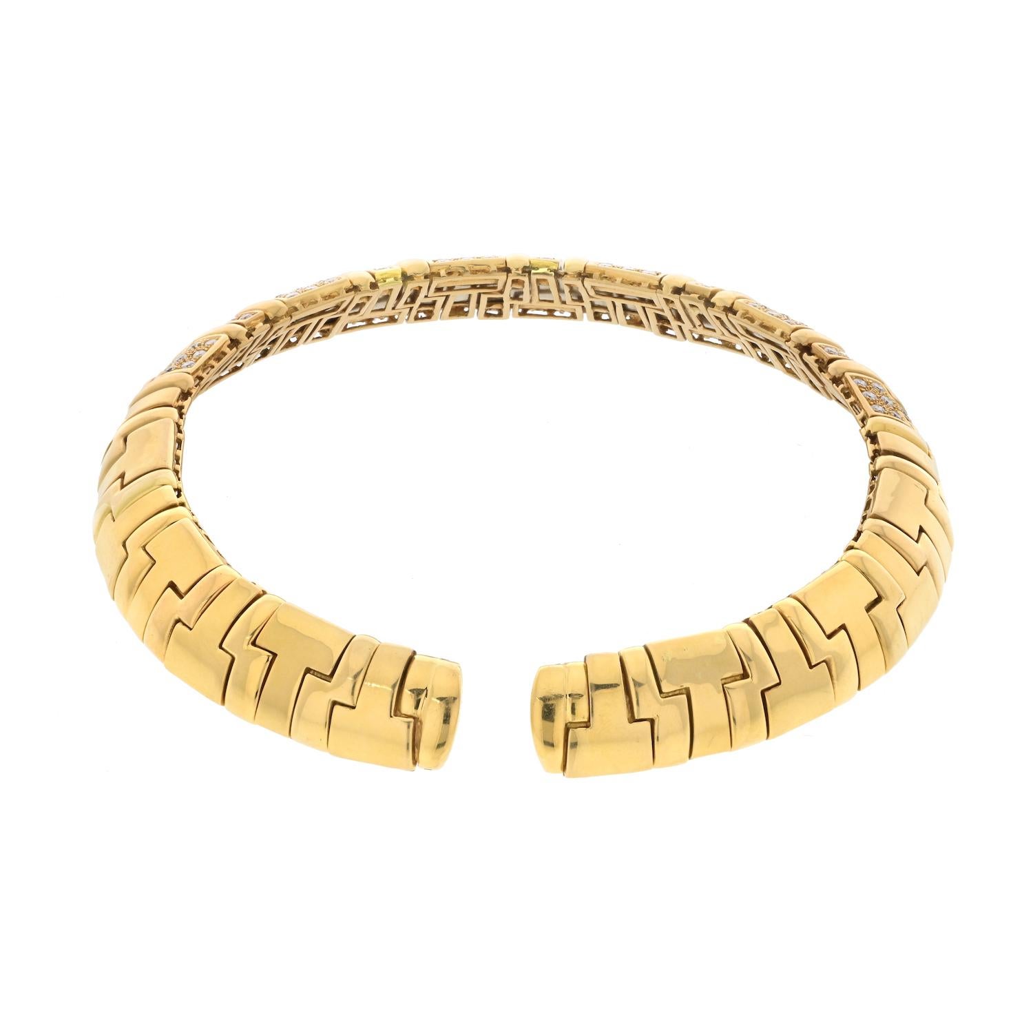 Round Cut Tiffany 18K Yellow Gold T True Diamond Choker Collar Necklace