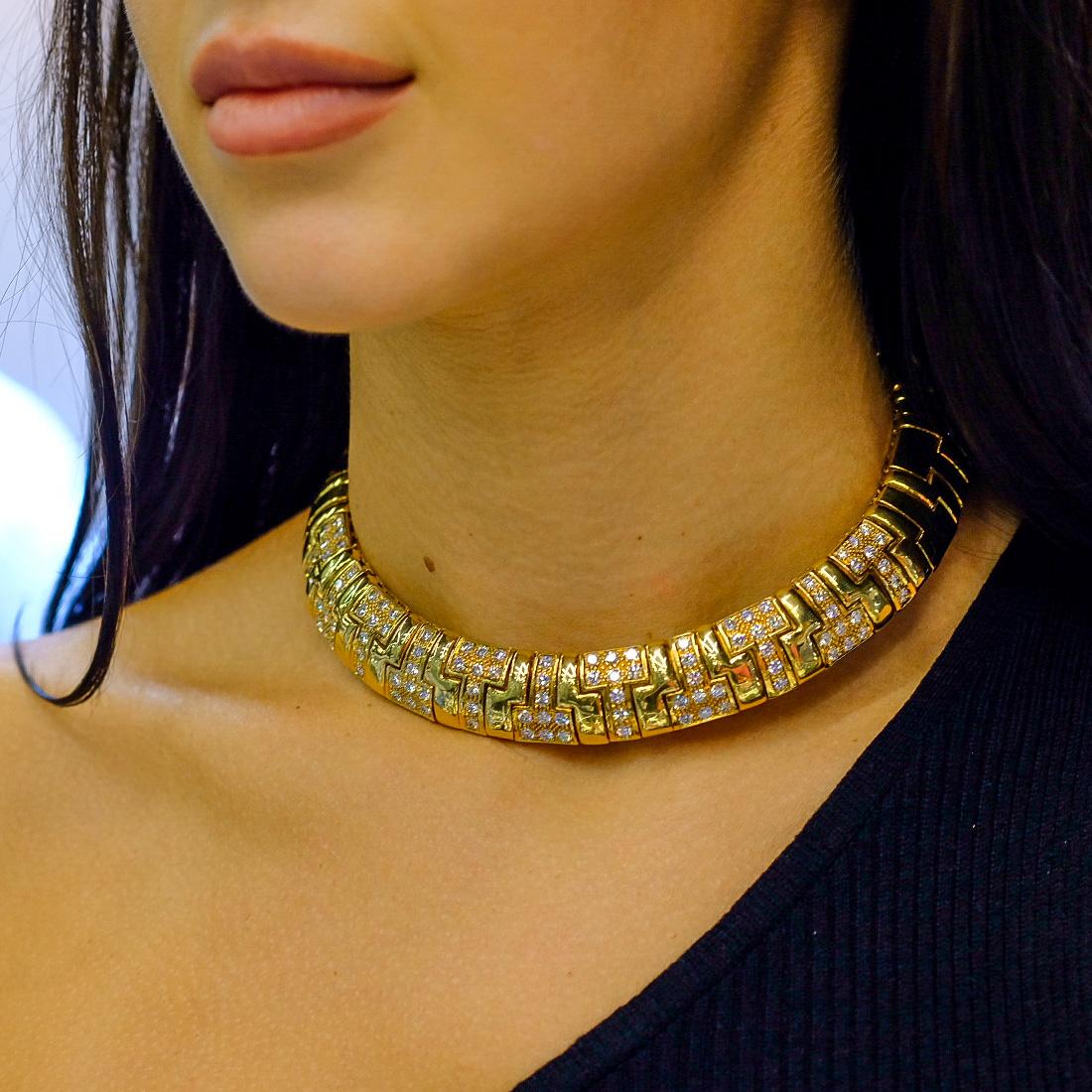 Tiffany 18K Yellow Gold T True Diamond Choker Collar Necklace 2