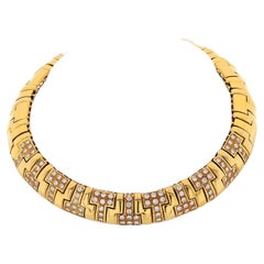 Vintage Tiffany 18K Yellow Gold T True Diamond Choker Collar Necklace
