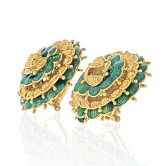 Tiffany 18k Yellow Gold Vintage Flower Earrings