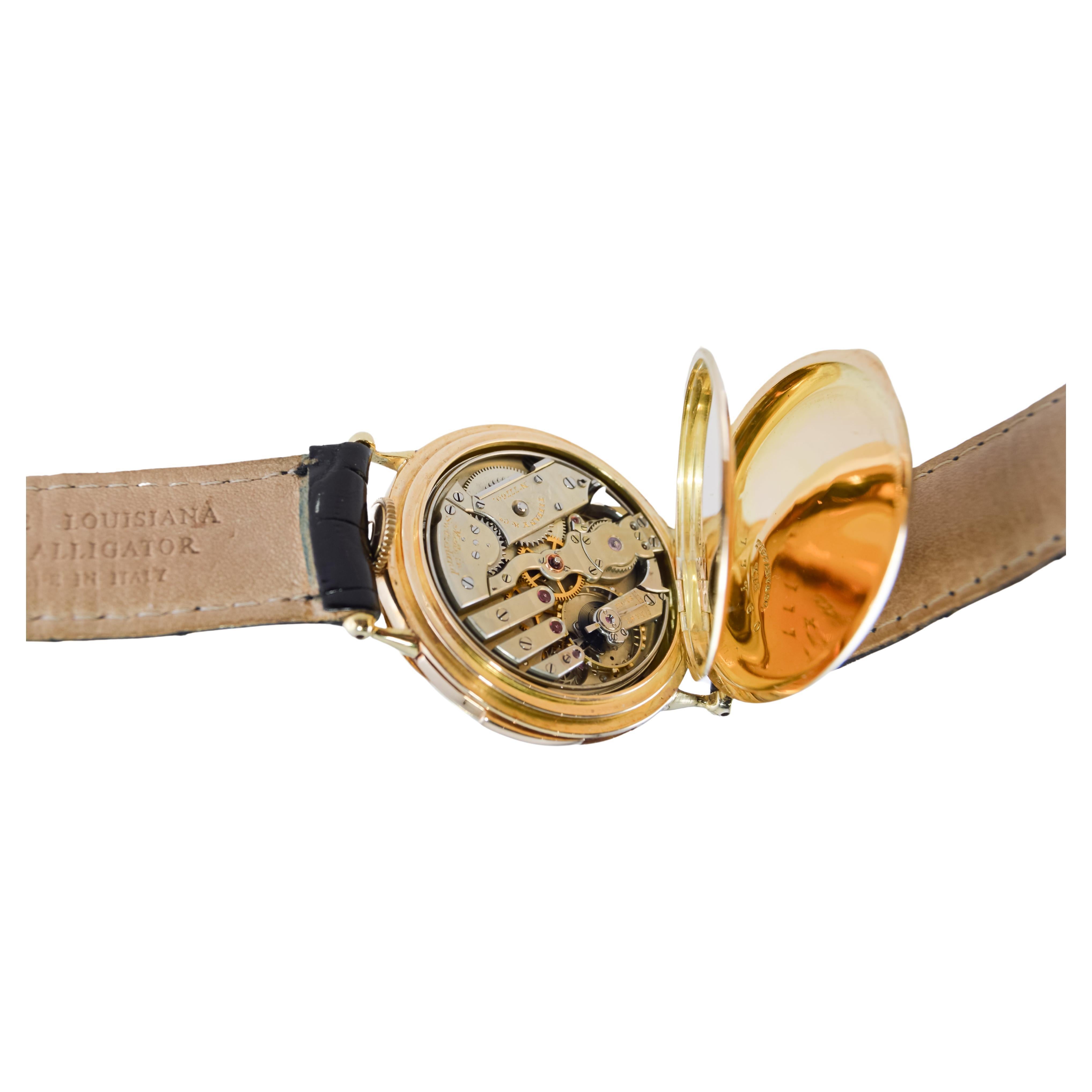 Tiffany 18 Karat Gold 5 Minute Repeating Armbanduhr mit Original Zifferblatt aus den 1910er Jahren im Angebot 8