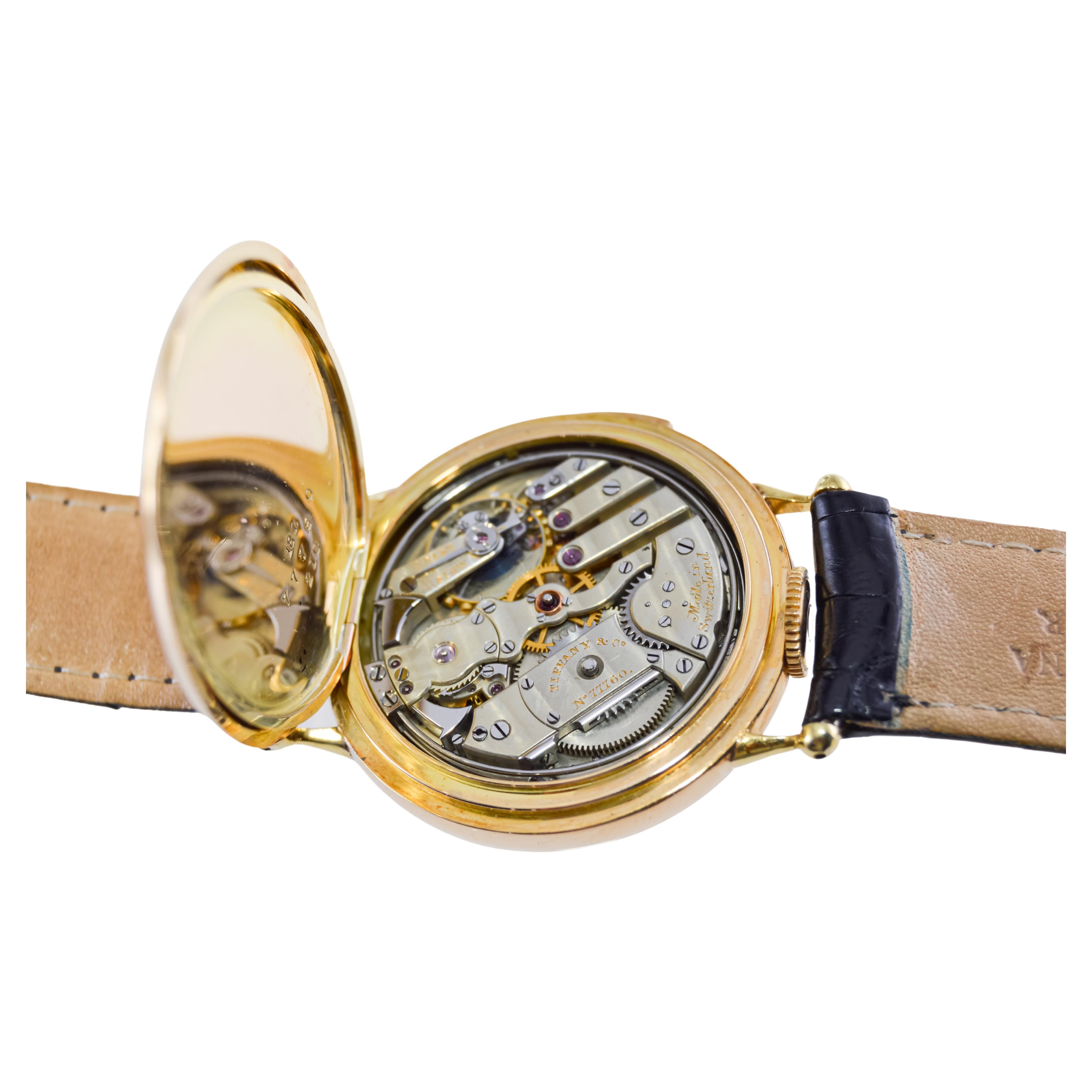 Tiffany 18 Karat Gold 5 Minute Repeating Armbanduhr mit Original Zifferblatt aus den 1910er Jahren im Angebot 9