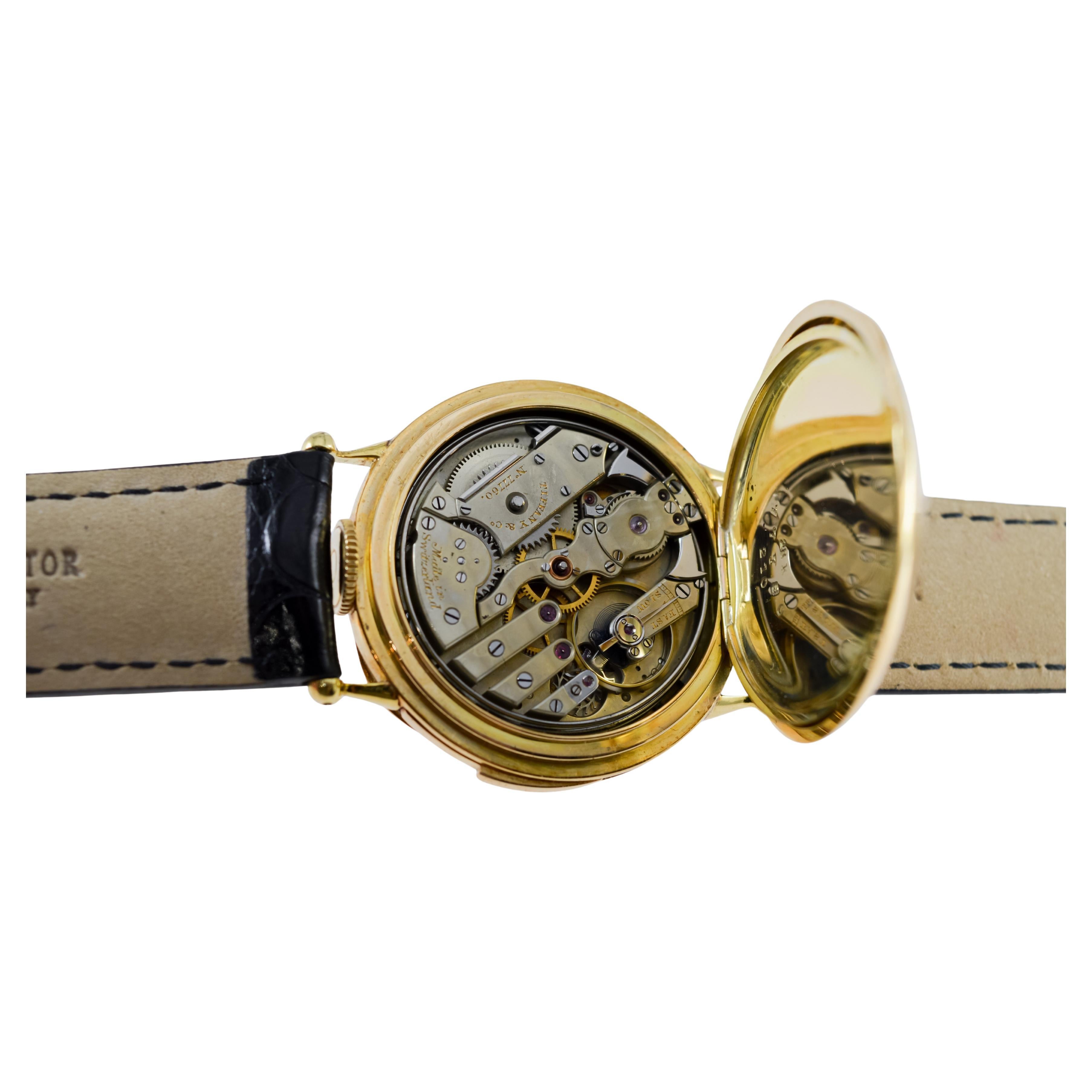 Tiffany 18kt Gold 5 Minute Repeating Wrist Watch with Original Dial from 1910s For Sale 10