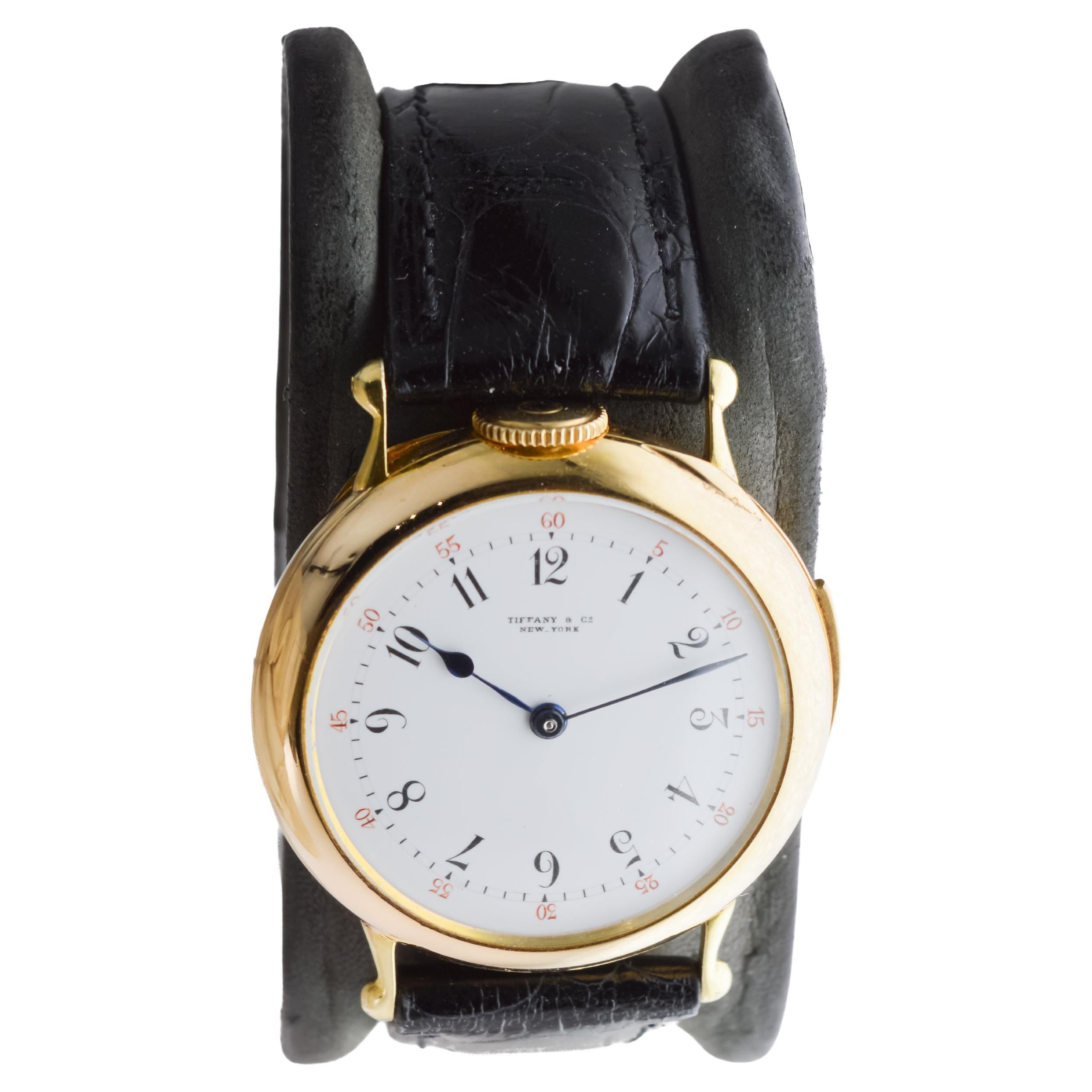 Tiffany 18kt Gold 5 Minute Repeating Wrist Watch with Original Dial from 1910s In Excellent Condition For Sale In Long Beach, CA
