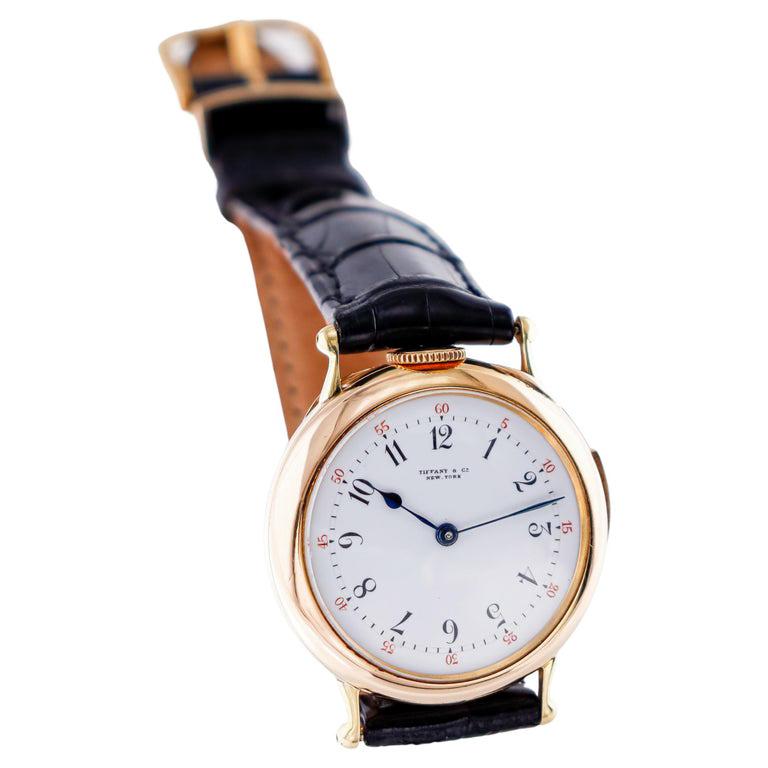 Tiffany 18 Karat Gold 5 Minute Repeating Armbanduhr mit Original Zifferblatt aus den 1910er Jahren für Damen oder Herren im Angebot