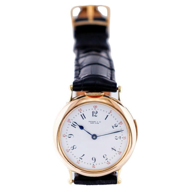 Tiffany 18 Karat Gold 5 Minute Repeating Armbanduhr mit Original Zifferblatt aus den 1910er Jahren im Angebot 1