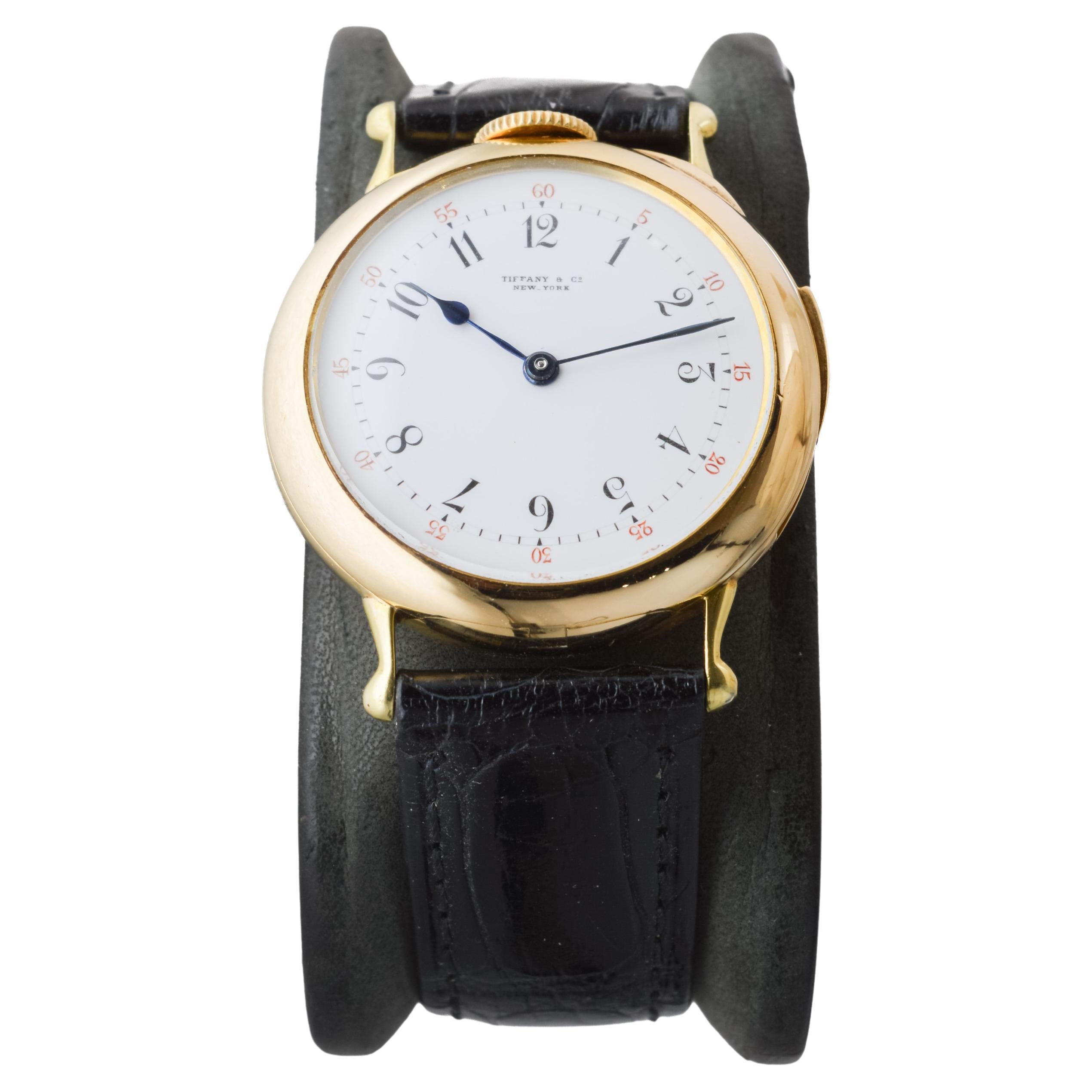 Tiffany 18kt Gold 5 Minute Repeating Wrist Watch with Original Dial from 1910s For Sale 1