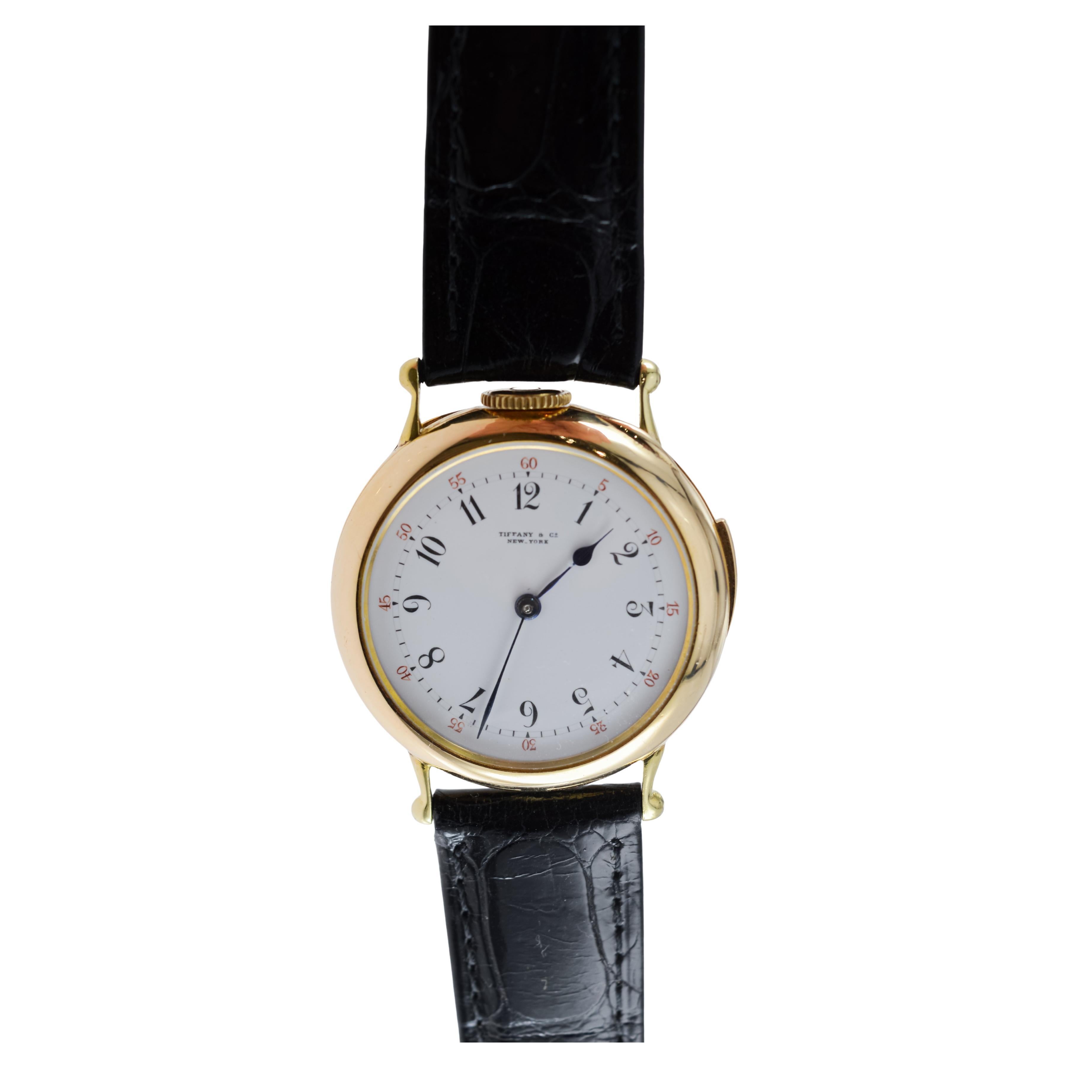 Tiffany 18kt Gold 5 Minute Repeating Wrist Watch with Original Dial from 1910s For Sale 4