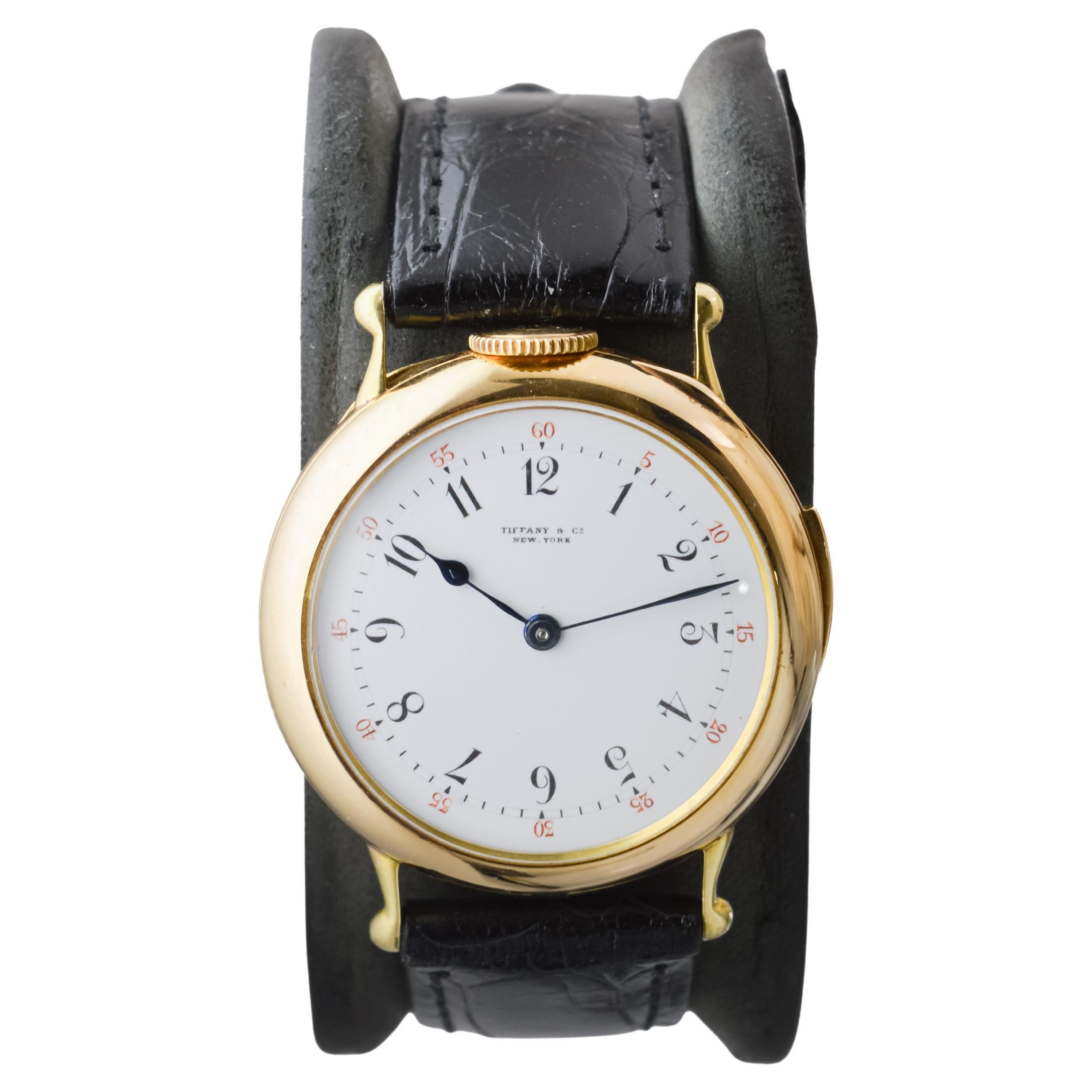 Tiffany 18kt Gold 5 Minute Repeating Wrist Watch with Original Dial from 1910s For Sale