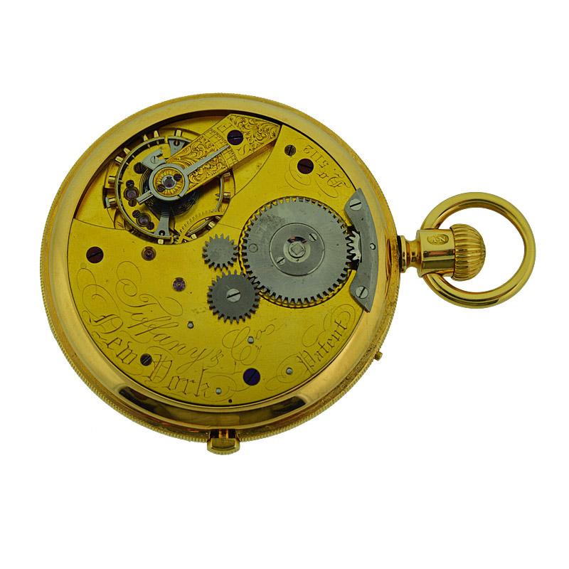Tiffany & Co 18 Karat Gold Hunters Pocket Watch with Rare Sweep Seconds Register 6