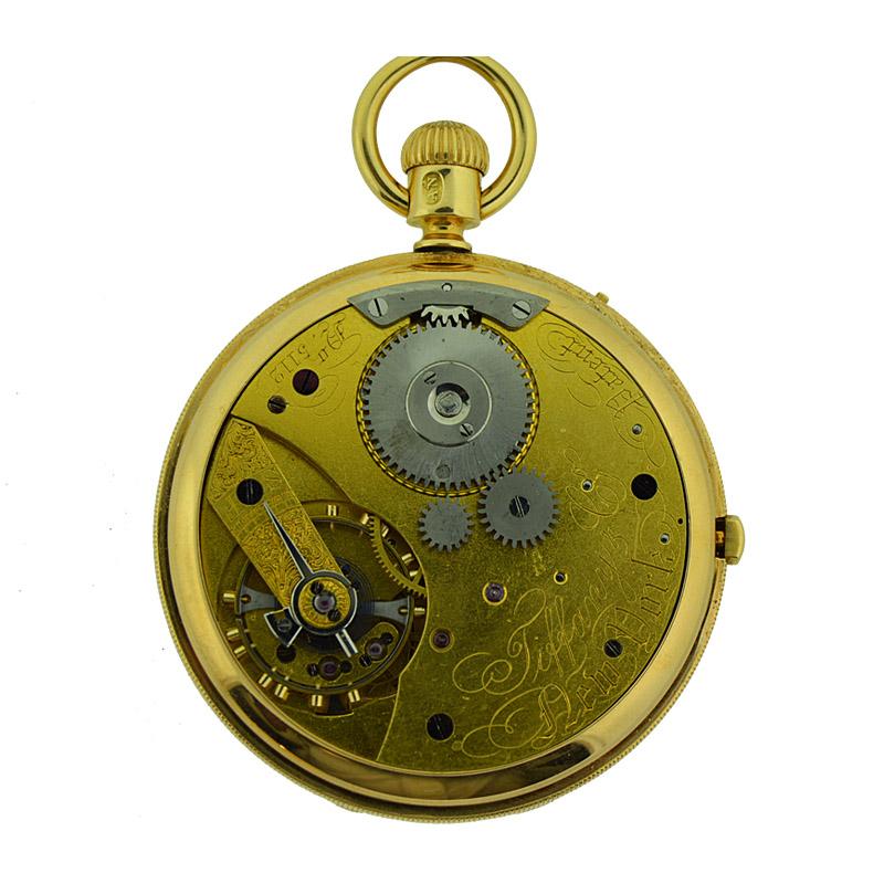 Tiffany & Co 18 Karat Gold Hunters Pocket Watch with Rare Sweep Seconds Register 5