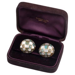 Tiffany 18kt Yellow Gold Opal and Mother of Pearl Earrings