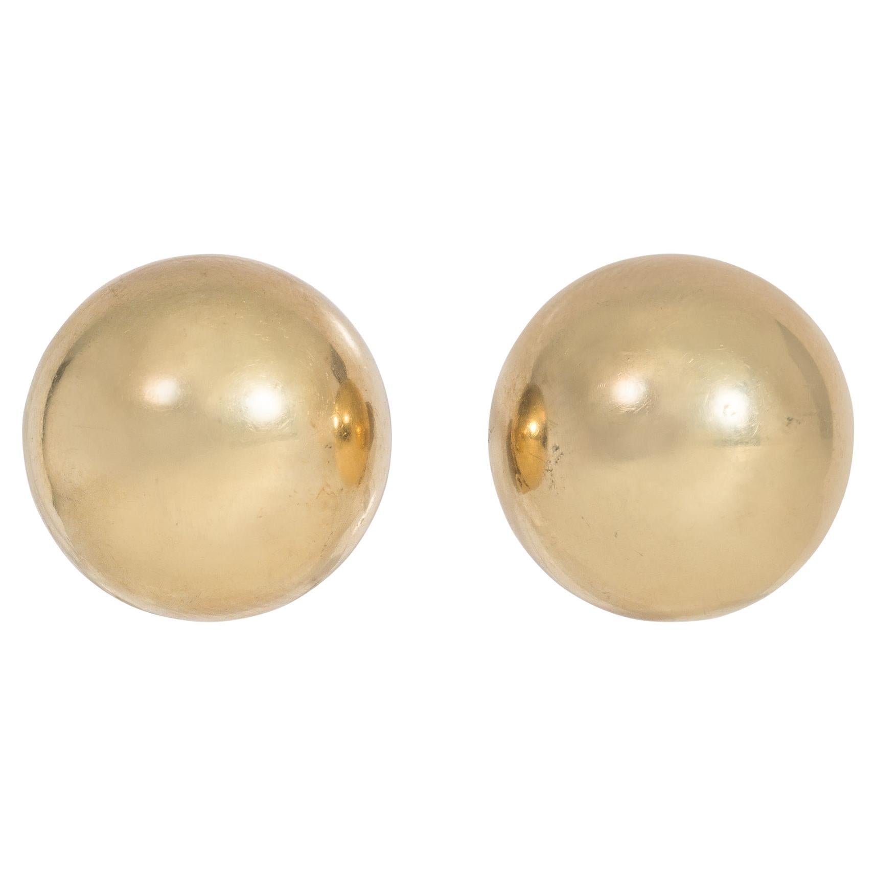 Tiffany 1940s Gold Dome-Shaped Clip Earrings For Sale