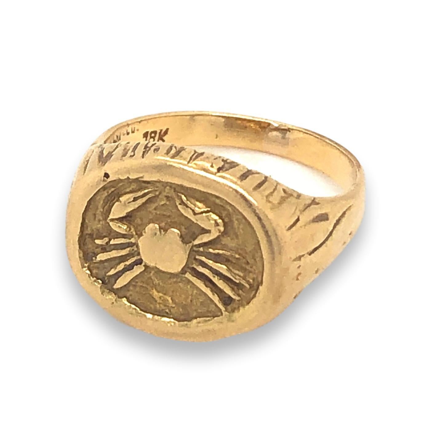 Tiffany & Co. 1970s Gold Zodiac Ring In Good Condition In Cincinnati, OH