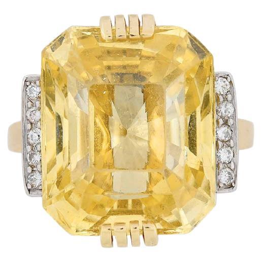 Tiffany 19.77ct Natural Yellow Sapphire Diamond Retro Ring