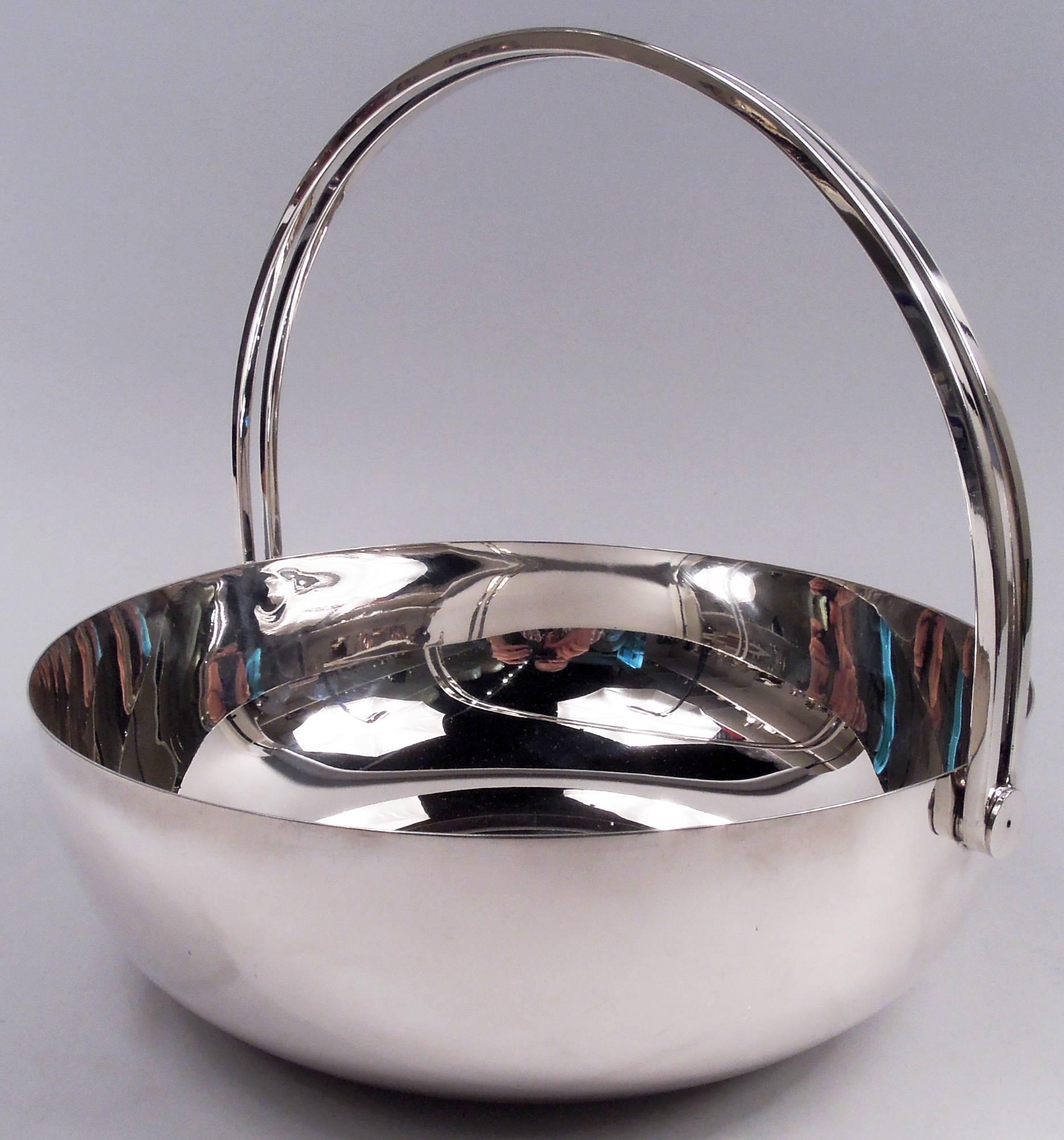 Italian Tiffany 1980s Big & Bold Sterling Silver Basket For Sale
