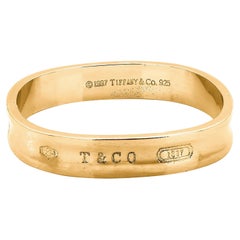 Tiffany 1997 Hinged 2.65 Inch Bracelet T Co 1837 Logo Brass Yellow Gold Plated