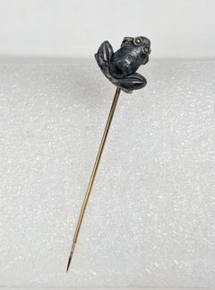 Tiffany 19th Century Carved Labradorite Frog Stick Pin