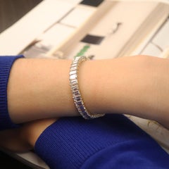 Tiffany 29.00 cts Tennis Bracelet Emerald Cuts Yellow Gold Platinum 25gr