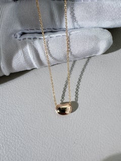 Tiffany 3.4g 9mm 18k Gold Bean Pendant Necklaces