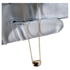 Tiffany 3.4g 9mm 18k Gold Bean Pendant Necklaces