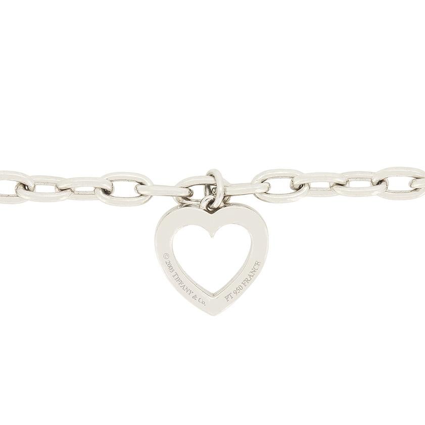 Brilliant Cut Tiffany 7 Co. 1.02ct Diamond Heart Charm Bracelet For Sale