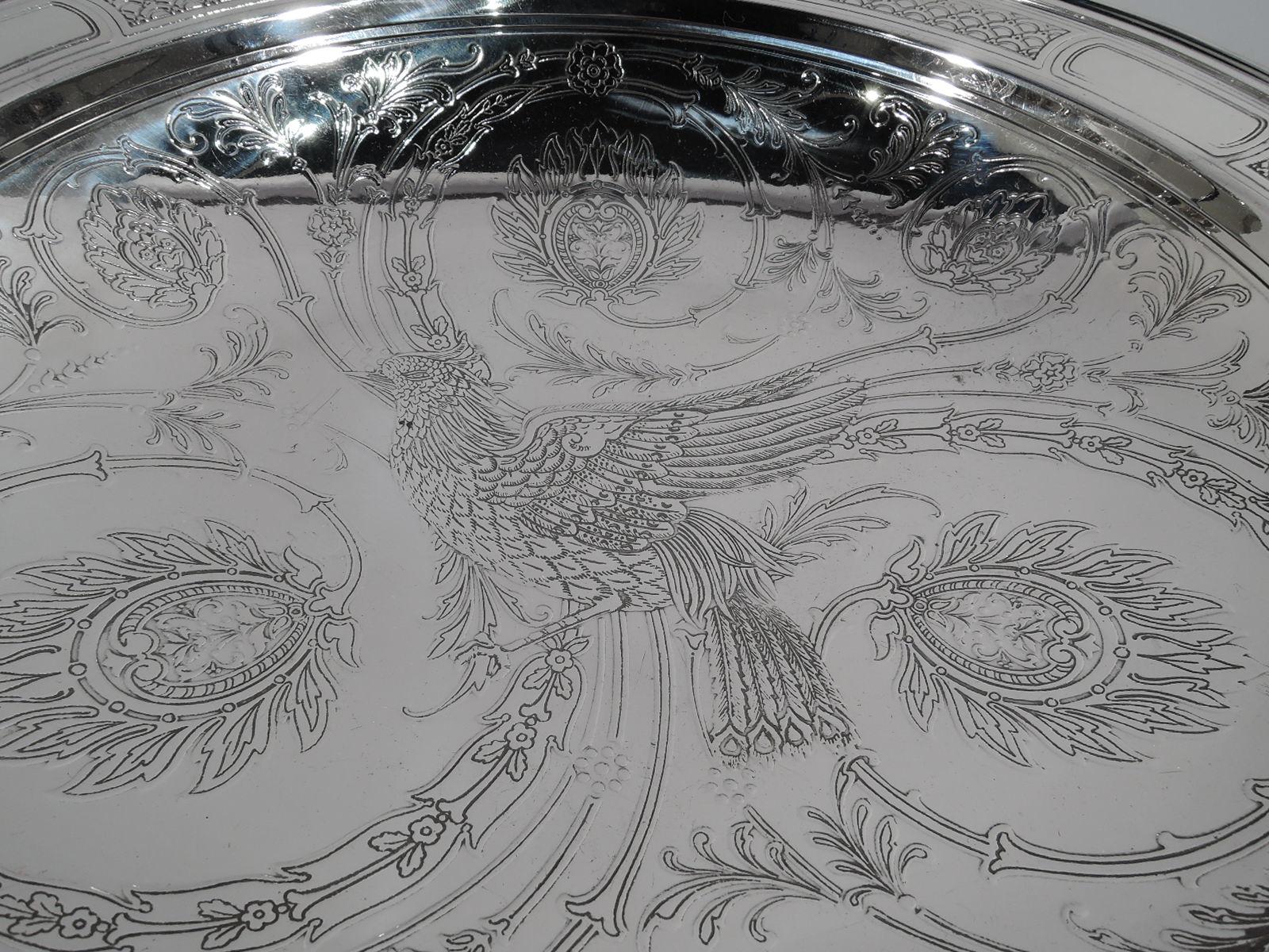 Aesthetic Movement Tiffany Aesthetic Sterling Silver Bowl with Bird and Flowers