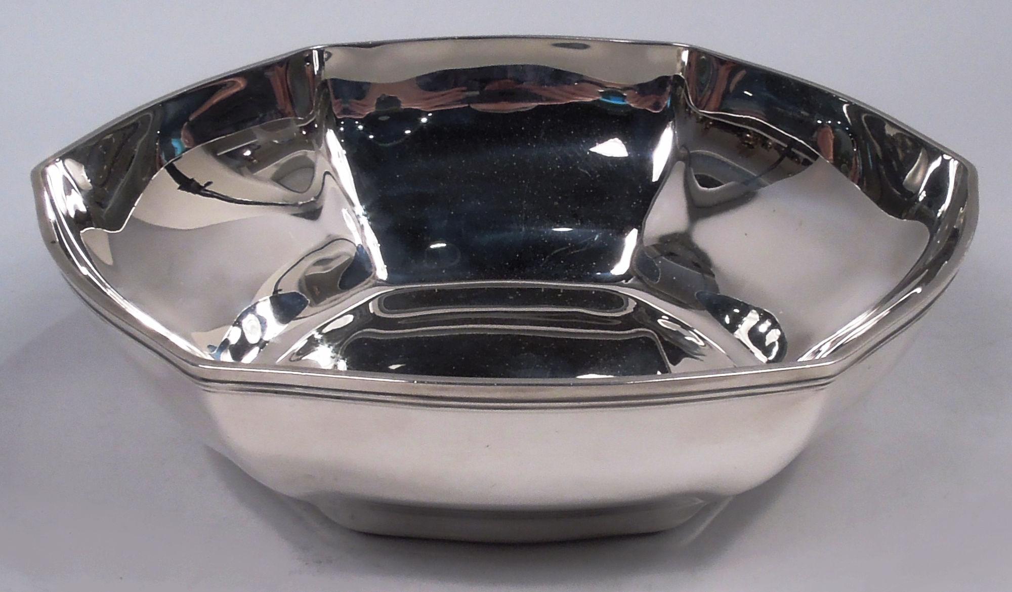 Tiffany American Art Deco Hexagonal Sterling Silver Bowl In Good Condition For Sale In New York, NY