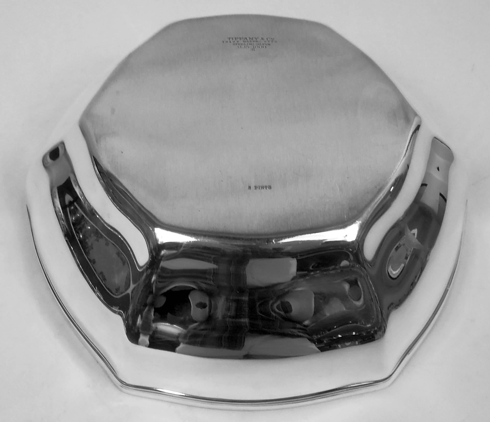 Tiffany American Art Deco Hexagonal Sterling Silver Bowl For Sale 1
