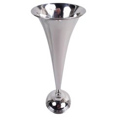 Antique Tiffany American Art Deco Sterling Silver 15-Inch Trumpet Vase