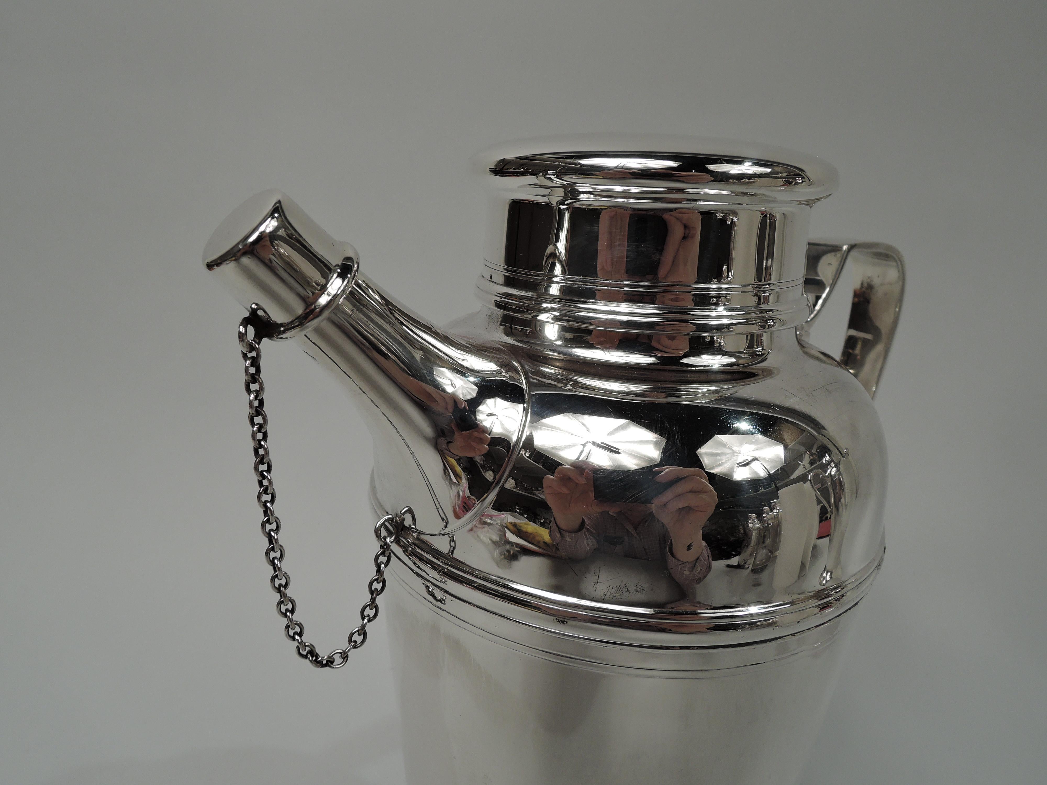 Tiffany American Art Deco Sterling Silver Cocktail Shaker For Sale 1