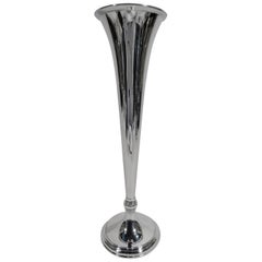 Tiffany American Art Deco Sterling Silver Trumpet Vase