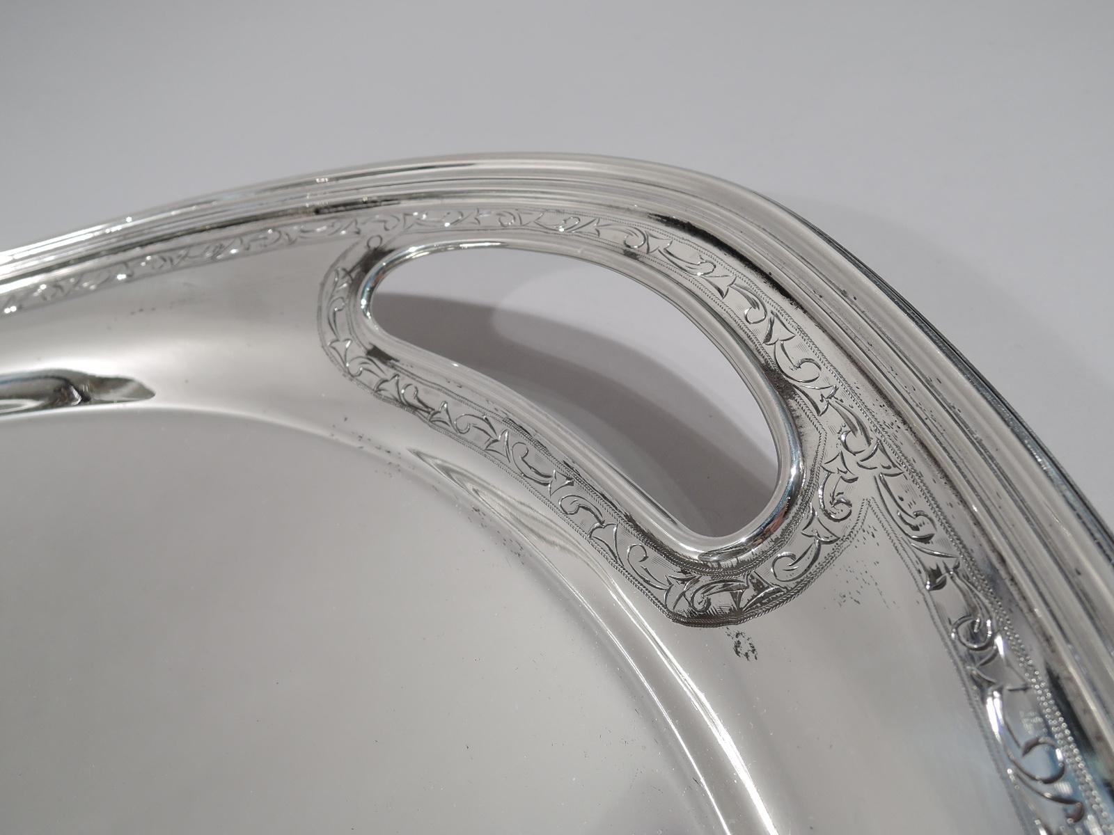 Tiffany American Edwardian Large and Heavy Sterling Silver Tea Tray In Excellent Condition In New York, NY