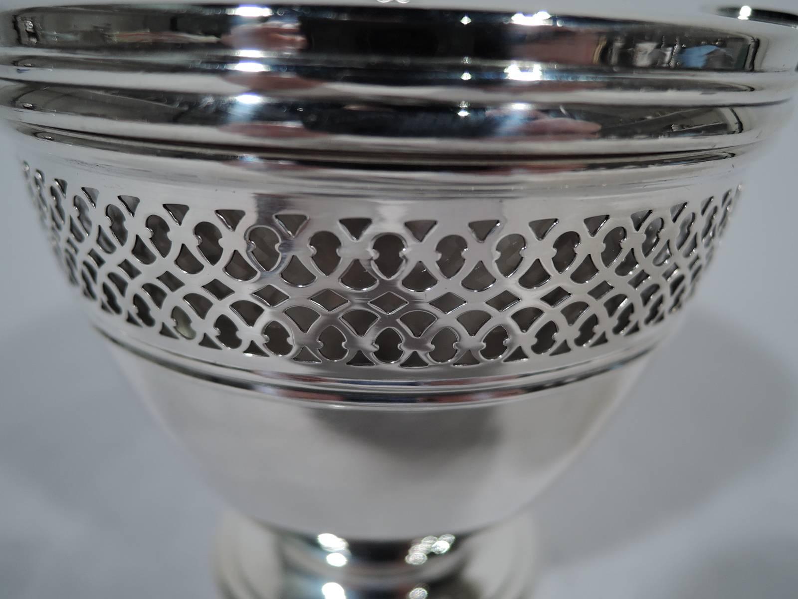20th Century Tiffany American Edwardian Pierced Sterling Silver Jam Pot