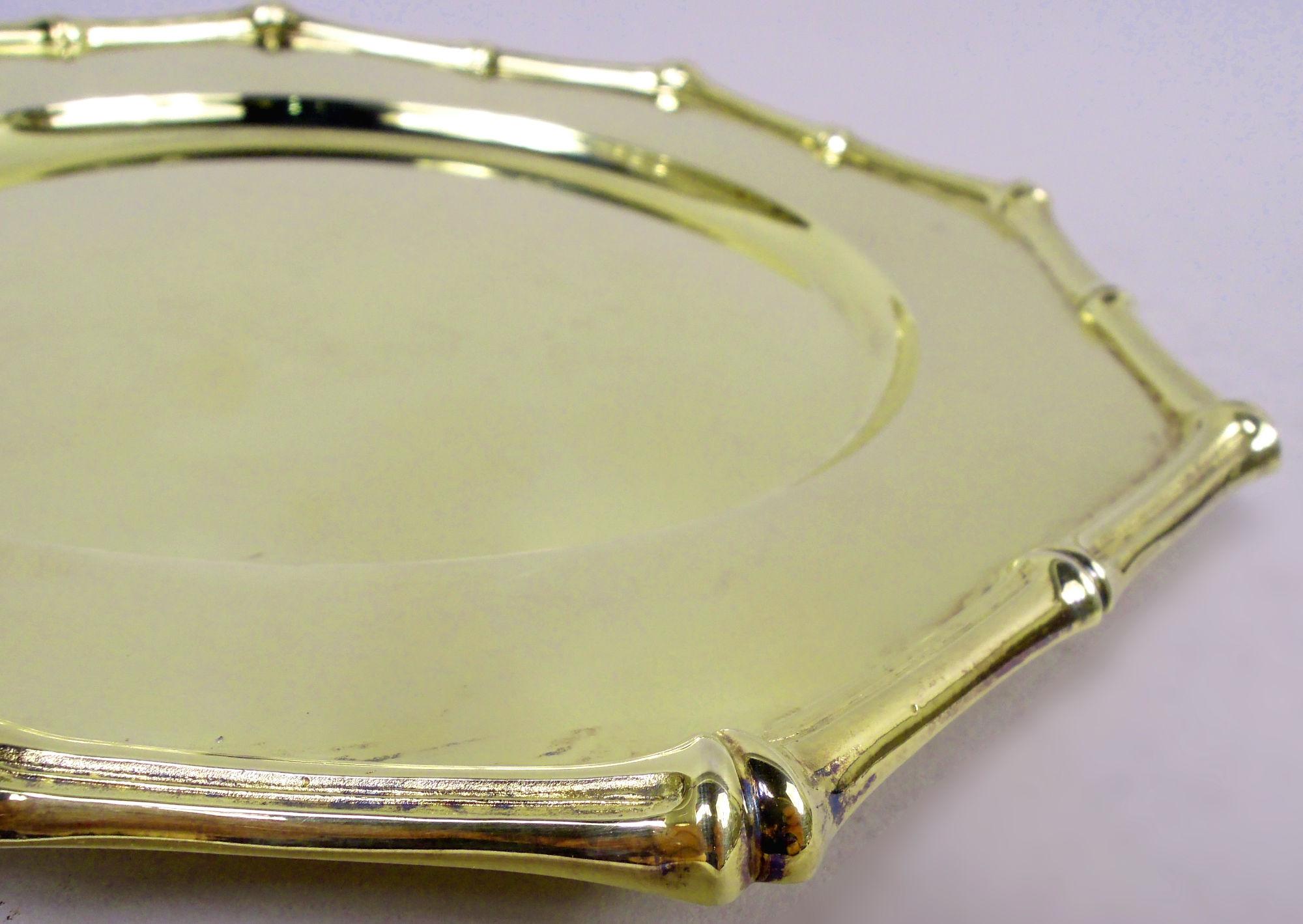 Américain Assiettes en argent sterling à motif de bambou de Tiffany American Gilt en vente