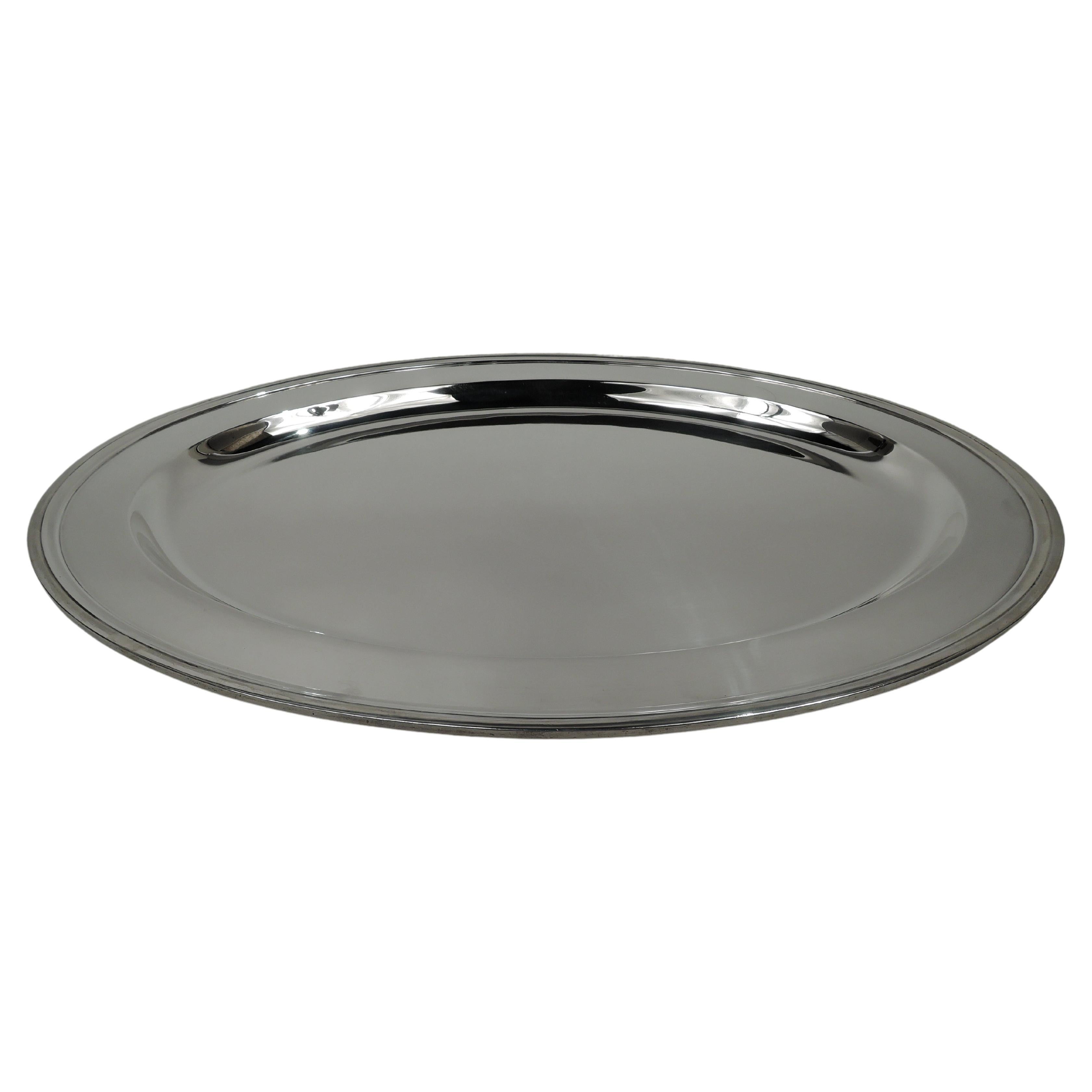 Tiffany American Large and Modern Sterling Silver Oval Serving Tray For Sale