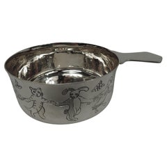 Vintage Tiffany American Mid-Century Modern Porringer with Dancing Animals