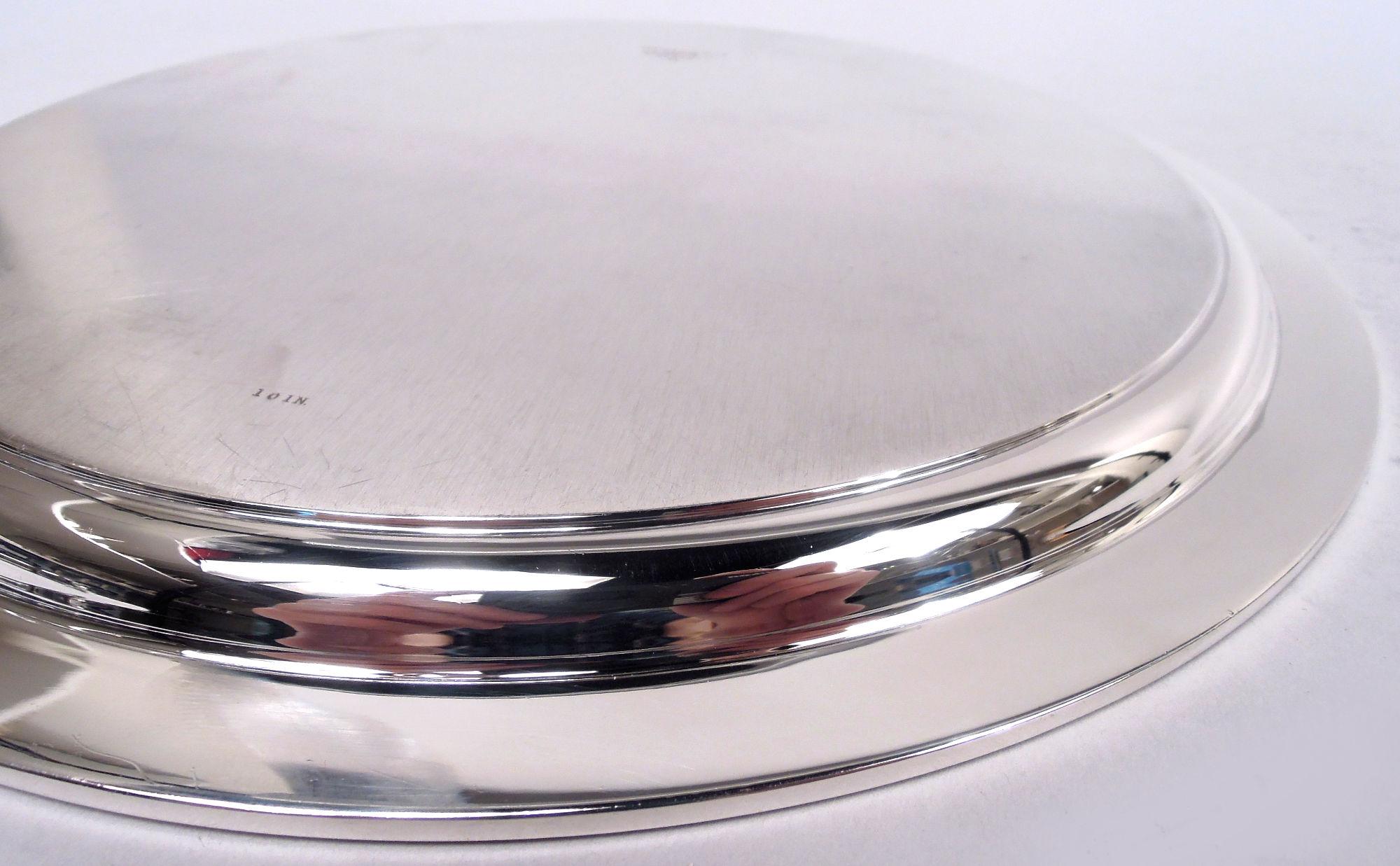 20th Century Tiffany American Modern Sterling Silver 10-Inch Round Tray For Sale