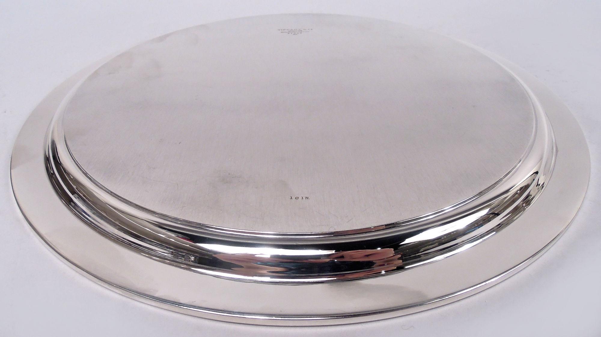 Tiffany American Modern Sterling Silver 10-Inch Round Tray For Sale 1